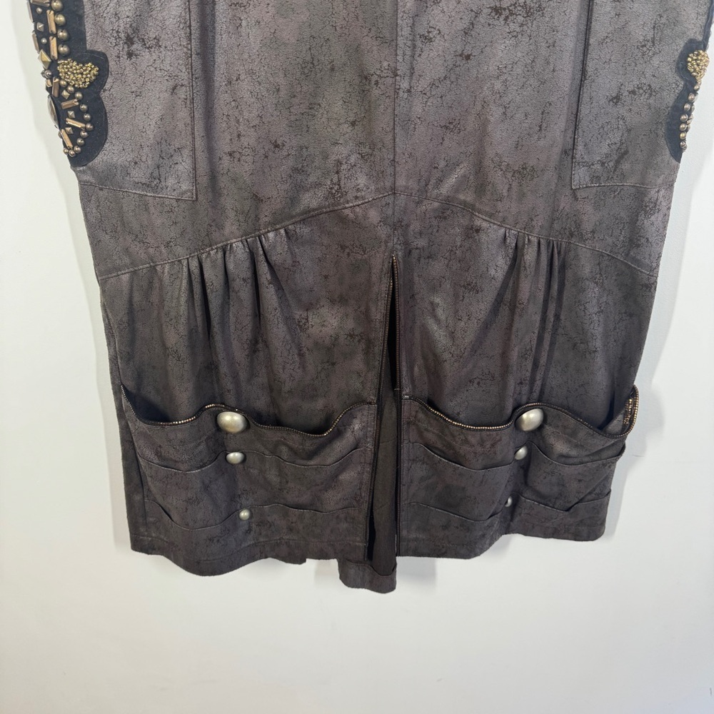 Camelot Italy Brown Cargo Midi Skirt Size S Embellished Utility Boho Grunge - Picture 4 of 16